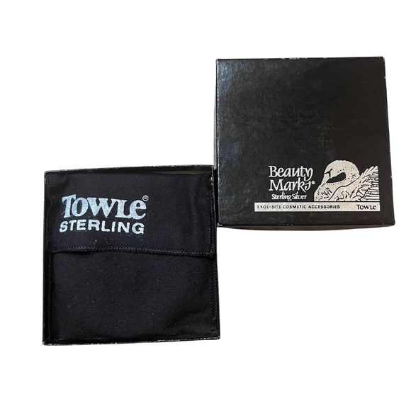 Vintage Towle | Sterling Silver Repousse Compact Makeup Mirror New In Box - Picture 6 of 7